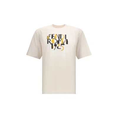 Fendi Roma 1925 Print Cotton T-shirt Clothing In White