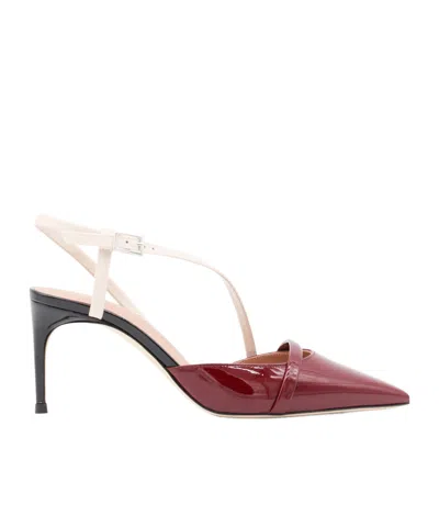 Malone Souliers Glossy Pointed Stiletto Two-tone Pumps In Red