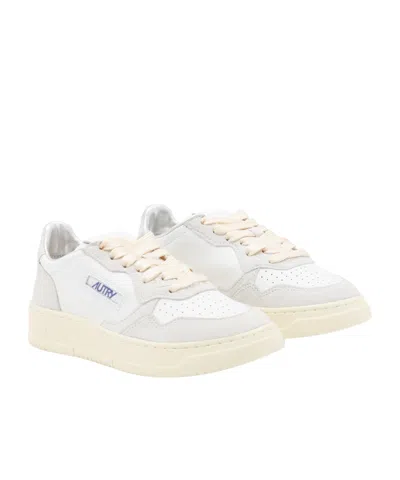 Autry Medalist Sneakers In Leather With Suede Inserts In White