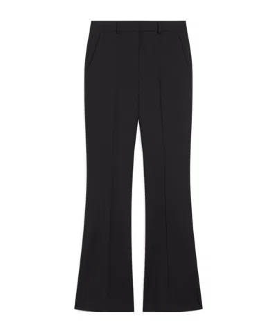 Sportmax Brown Flared Trousers In Stretch Wool In Black