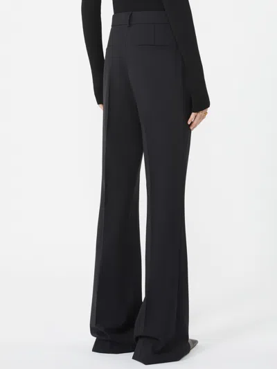Sportmax Brown Flared Trousers In Stretch Wool In Black
