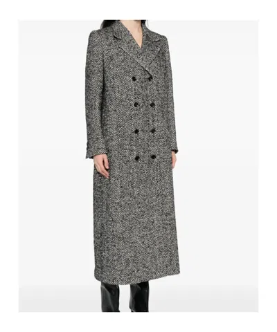 Dolce & Gabbana Double-breasted Coat With Herringbone Pattern Dolce E Gabbana In Gray