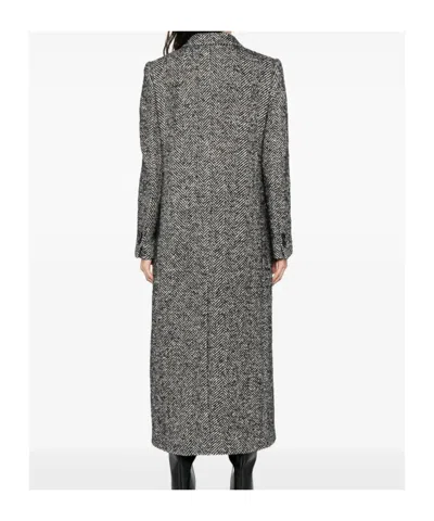 Dolce & Gabbana Double-breasted Coat With Herringbone Pattern Dolce E Gabbana In Gray