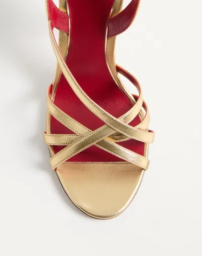 Valentino Garavani Fetishique Sandal In Laminated Nappa 105mm Woman Antique Brass 40 In Gold