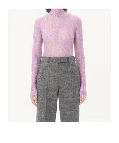 Valentino Purple Floral Lace Bodysuit In Purple