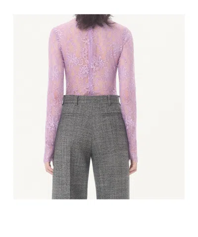 Valentino Purple Floral Lace Bodysuit In Purple