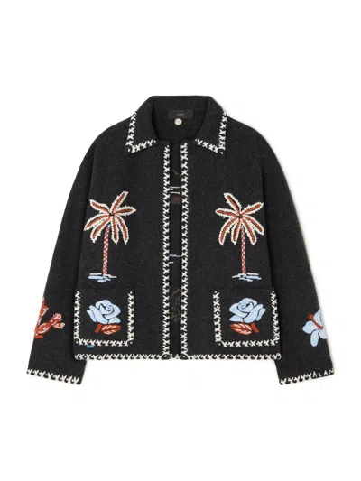 Alanui Remember Me Embroidered Palm-tree Jacket In Black
