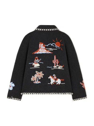 Alanui Remember Me Embroidered Palm-tree Jacket In Black