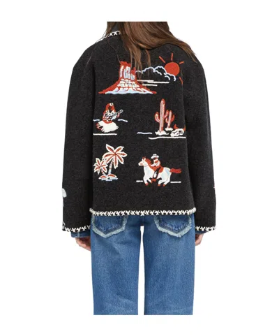 Alanui Remember Me Embroidered Palm-tree Jacket In Black