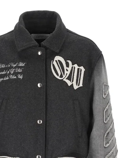 Off-white Logo Flocked Button-up Jacket In Black
