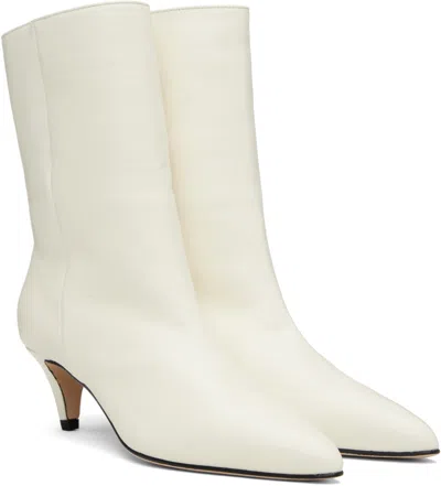 By Far Off-white Lysander Washed Leather Boots In White