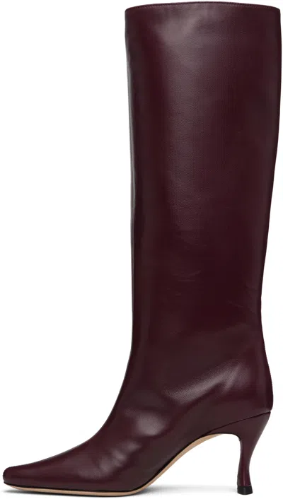 By Far Stevie 42 White Leather Boots In Burgundy