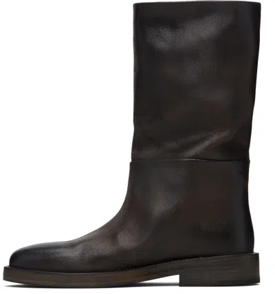 Marsèll Minimalist Long Boots With Smooth Leather Finish In Black
