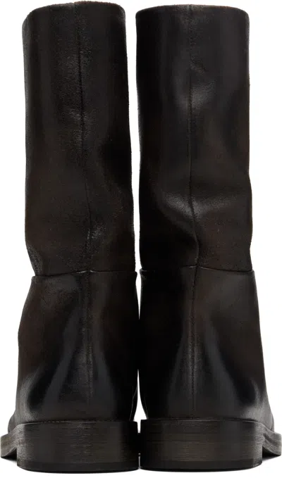 Marsèll Minimalist Long Boots With Smooth Leather Finish In Black