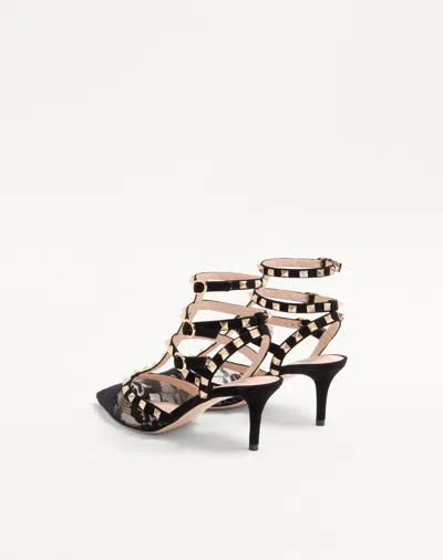 Valentino 65mm Rockstud Lace Stud Pumps In Black