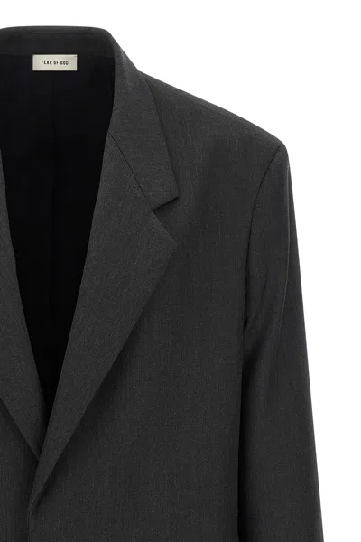 Fear Of God Tailored Single Button Blazer With Notched Lapel In Gray