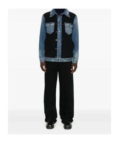 Dolce & Gabbana Blue Cotton Elastan Polyamide Polyester Jacket In Black