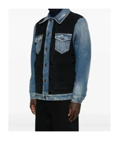 Dolce & Gabbana Blue Cotton Elastan Polyamide Polyester Jacket In Black