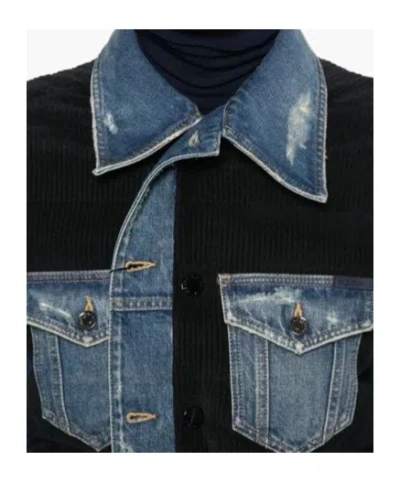 Dolce & Gabbana Blue Cotton Elastan Polyamide Polyester Jacket In Black