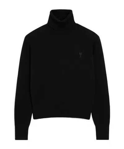 Ami Alexandre Mattiussi Wool Turtleneck Sweater In Black