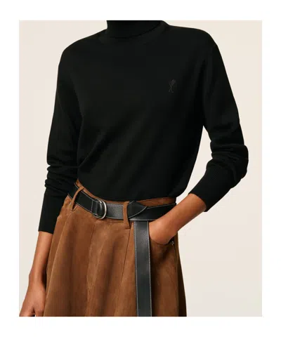 Ami Alexandre Mattiussi Wool Turtleneck Sweater In Black