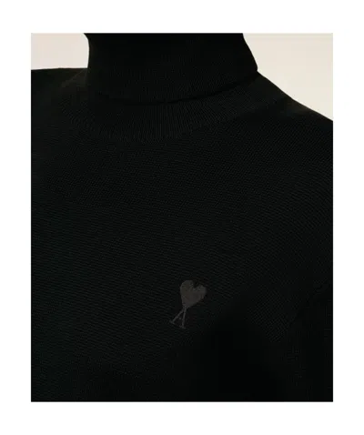 Ami Alexandre Mattiussi Wool Turtleneck Sweater In Black