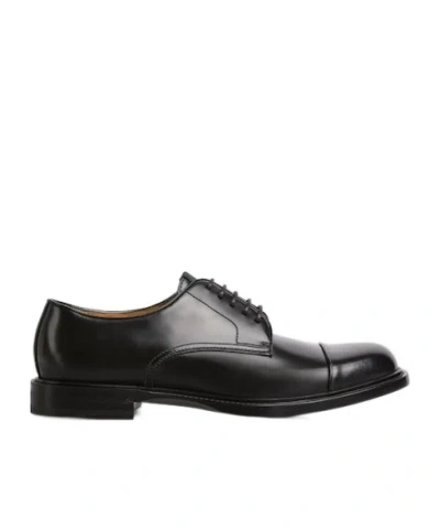 Gucci Interlocking G Leather Lace-up Shoes In Black