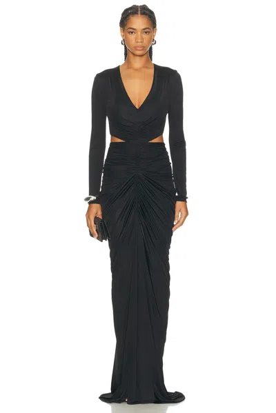 Atlein V-neck Cut Out Pocket Gown In Blue