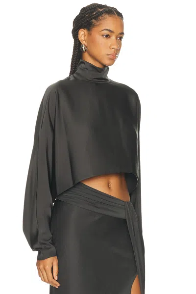 Lapointe Lightweight Satin Caftan Top In Black
