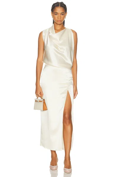 Sev Draped Midi Dress In White