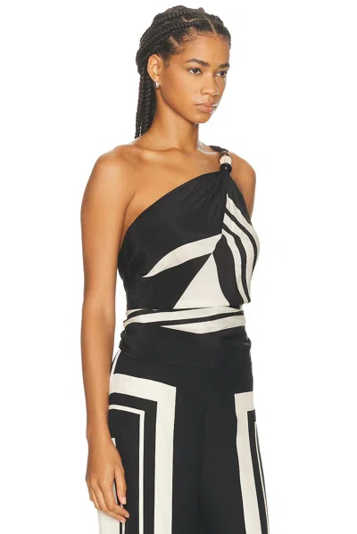 Sir Pietra Beaded Silk Wrap Top In Black