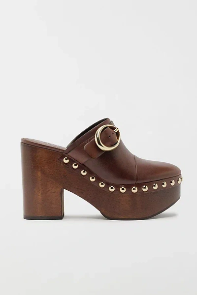 Schutz Piper Platform Buckle Clog In Chestnut Brown, Women's At Urban Outfitters In Brown