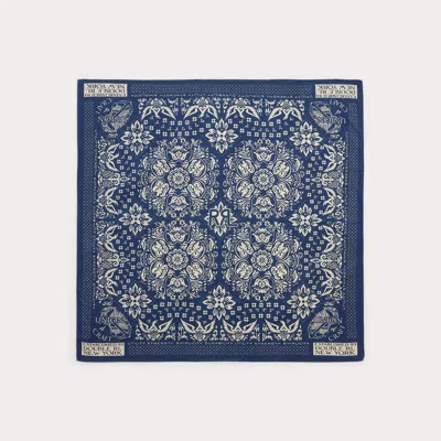 Double Rl Ralph Lauren Indigo Floral-print Cotton Bandanna In Blue