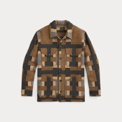 Double Rl Ralph Lauren Wool-blend Jacquard Shirt Jacket In Multi