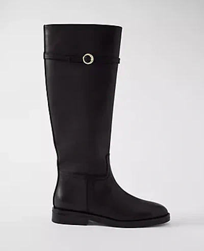 Ann Taylor Chain Wrap Leather Riding Boot In Black