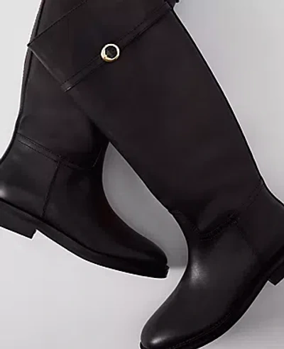 Ann Taylor Chain Wrap Leather Riding Boot In Black