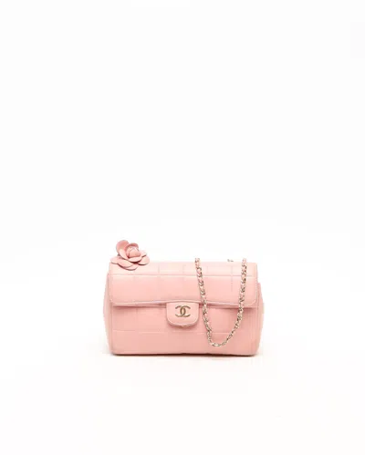 Pre-owned Chanel Camellia Chocolate Bar Bag In Pink