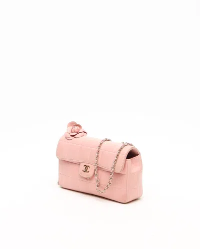 Pre-owned Chanel Camellia Chocolate Bar Bag In Pink