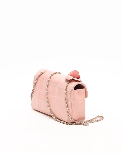 Pre-owned Chanel Camellia Chocolate Bar Bag In Pink