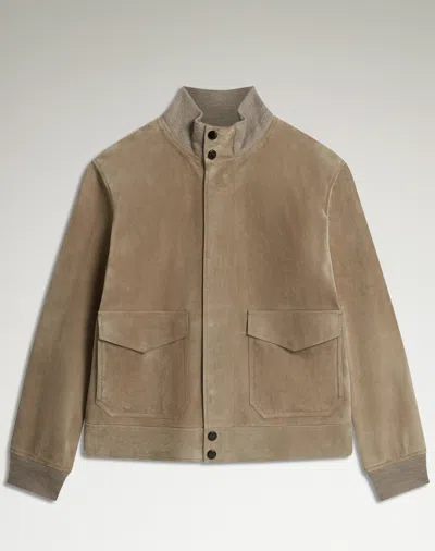 Dunhill Suede Harrington Jacket In Neutral