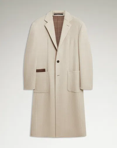 Dunhill Wool-silk Double-face Chesterfield Overcoat In Neutral