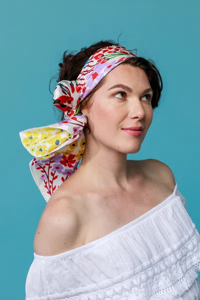 Jessie Zhao New York Silk Scarf Of Blooms In Multi