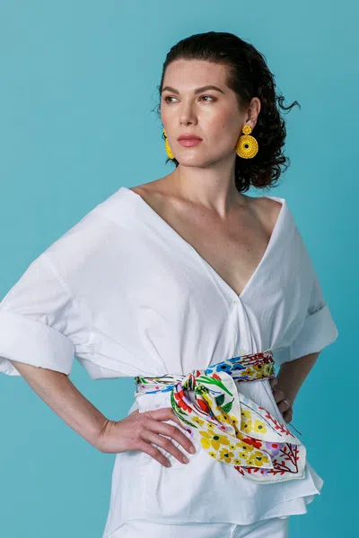 Jessie Zhao New York Silk Scarf Of Blooms In Multi