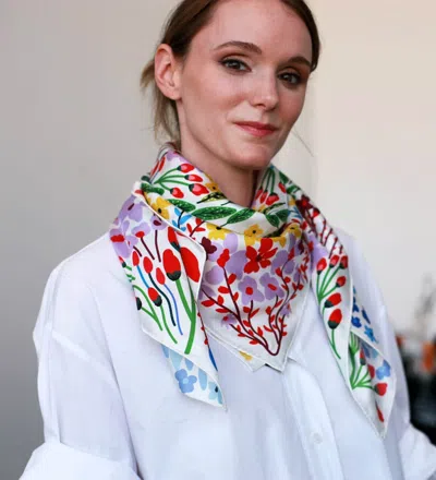 Jessie Zhao New York Silk Scarf Of Blooms In Multi