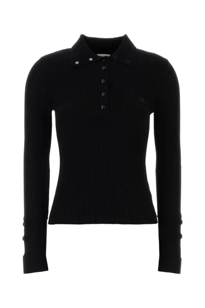 Courrèges Courreges Black Viscose Blend Polo Shirt In Black