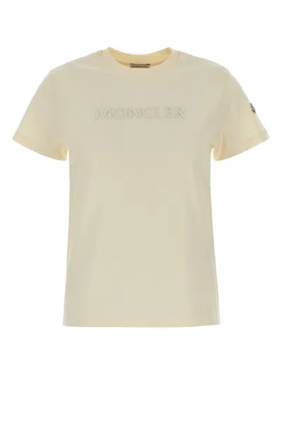 Moncler Crystal Logo Cotton T-shirt In Neutral