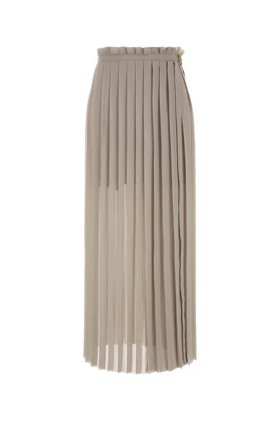 Ami Alexandre Mattiussi Ami High-waisted Pleated Skirt With Frayed Edge In Neutrals