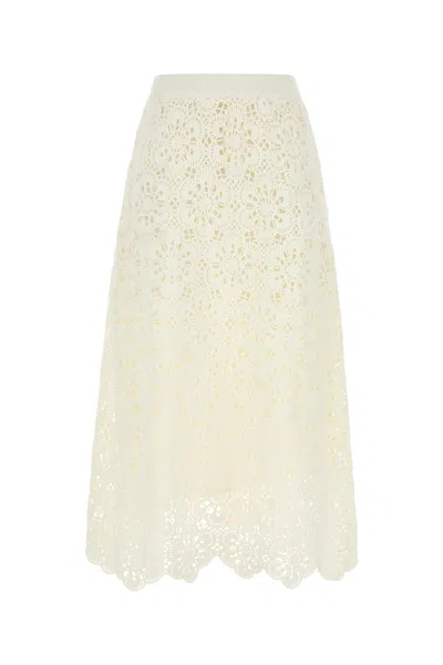 Farm Rio White Crochet Skirt In White