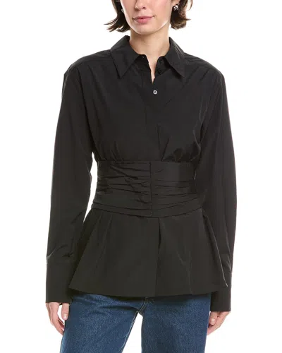 Rebecca Taylor Corseted Button Down In Black