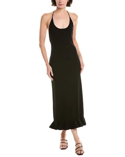 Rebecca Taylor Compact Stretch Knotted Back Column Maxi Dress In Black